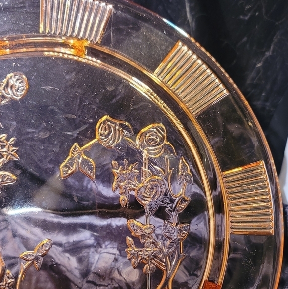 0187. Vintage ~ Federal Glass Co.~ Footed 11.5" Cake 🎂 Plate ~ Cabbage Rose 🌹 - Picture 4 of 16